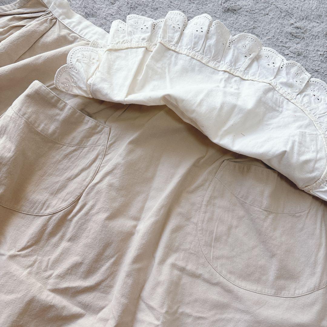 POTECHINO ポテチーノ 2段フリル お花モチーフ エプロン 前掛けレース