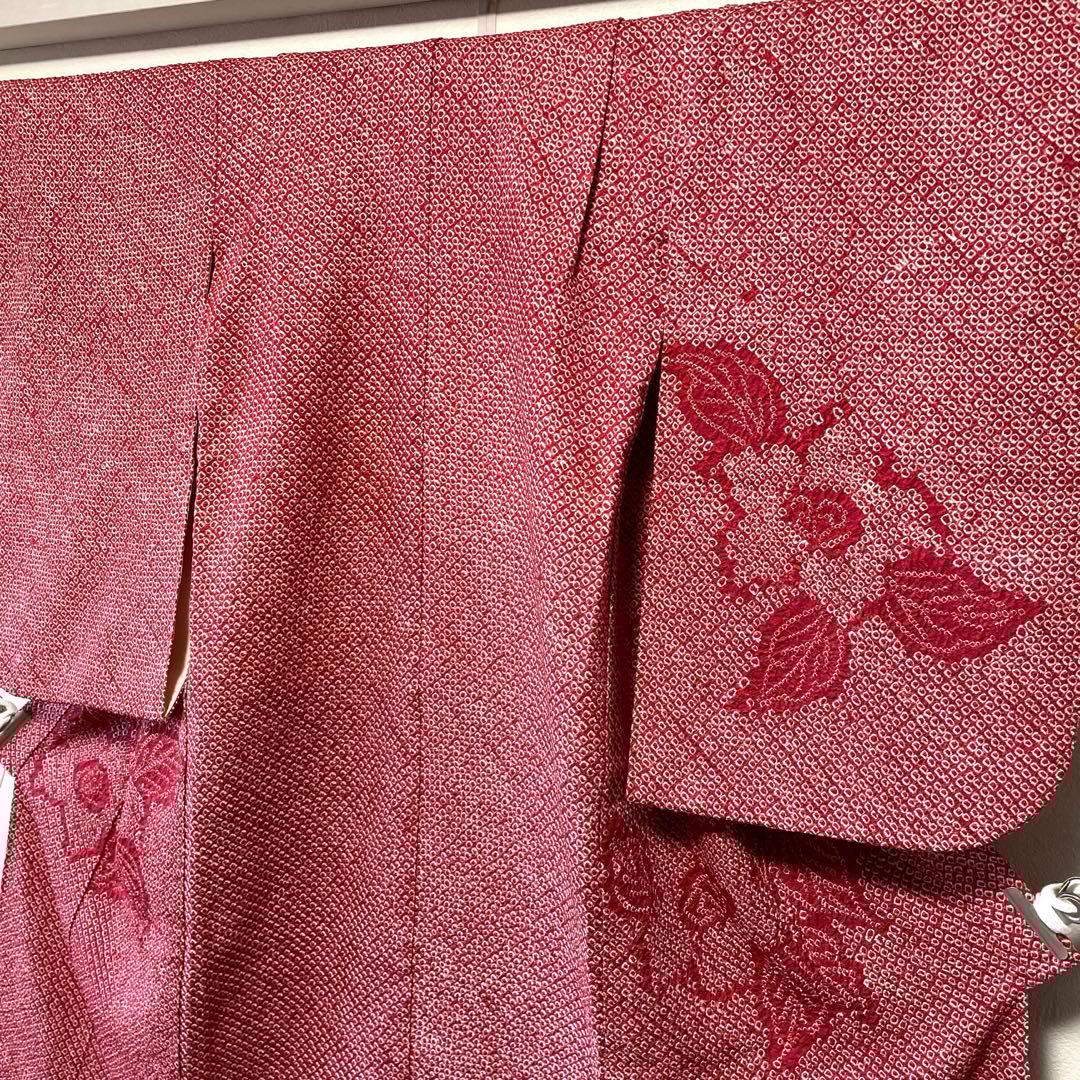 □七五三　3歳正絹女児用総絞り振り袖着物　鹿の子　シボ