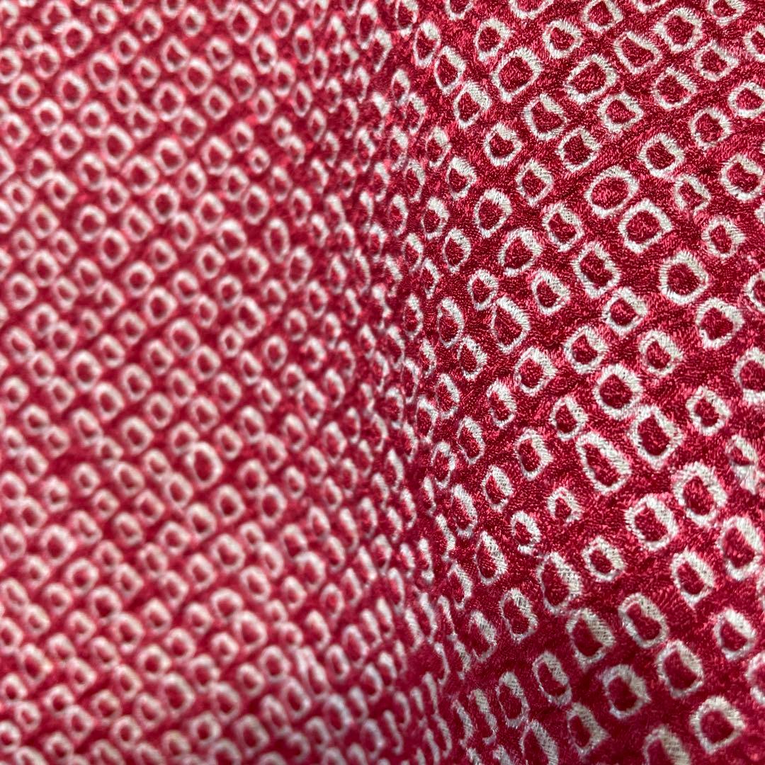 □七五三　3歳正絹女児用総絞り振り袖着物　鹿の子　シボ