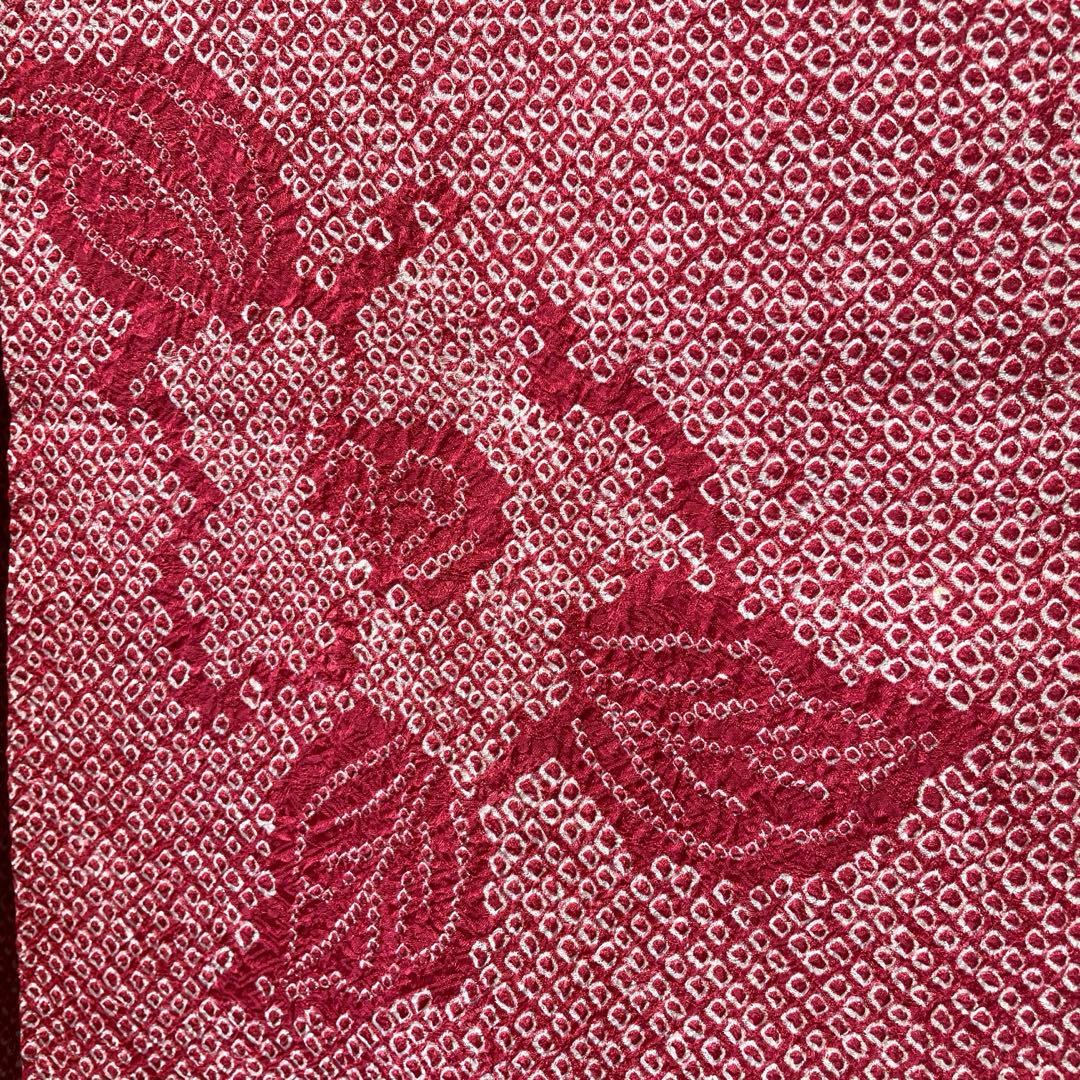 □七五三　3歳正絹女児用総絞り振り袖着物　鹿の子　シボ