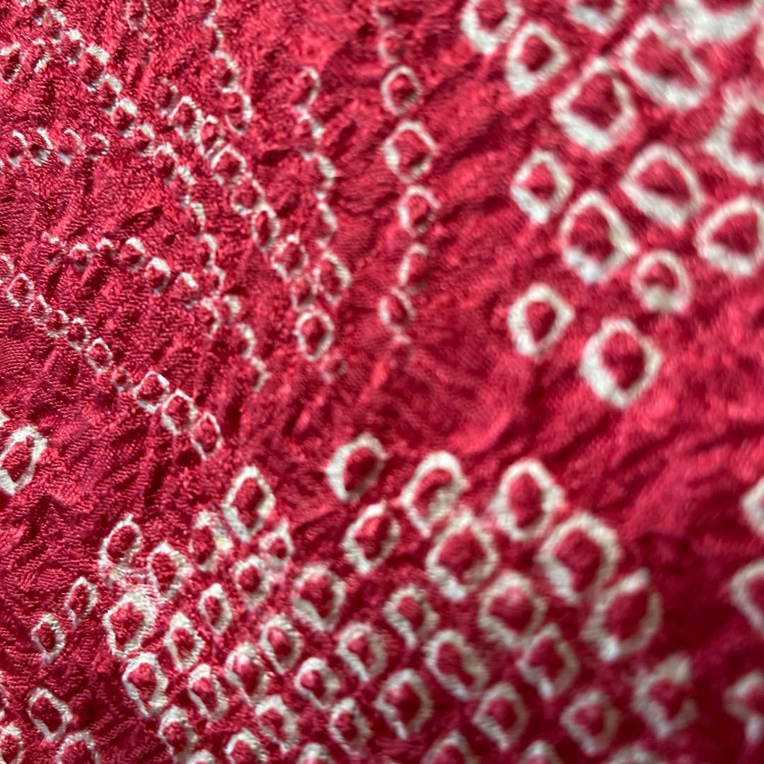 □七五三　3歳正絹女児用総絞り振り袖着物　鹿の子　シボ