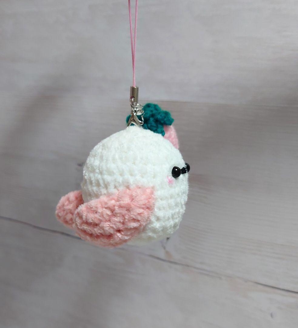 【オーダー承ります】あみぐるみ シマエナガ　イチゴ　いちご　苺　ストラップ