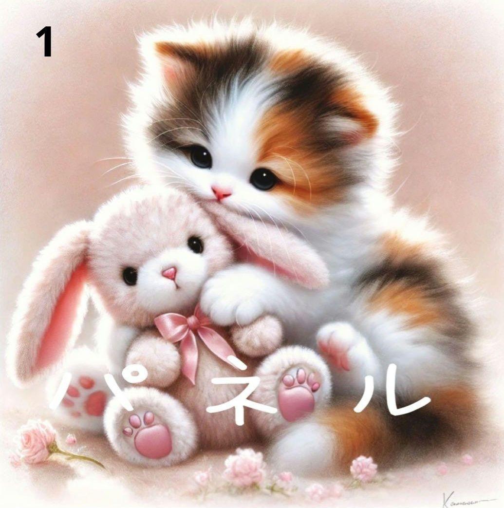 在庫パネル生地ご紹介 ⑩　猫ちゃんパネル生地　ハンドメイド