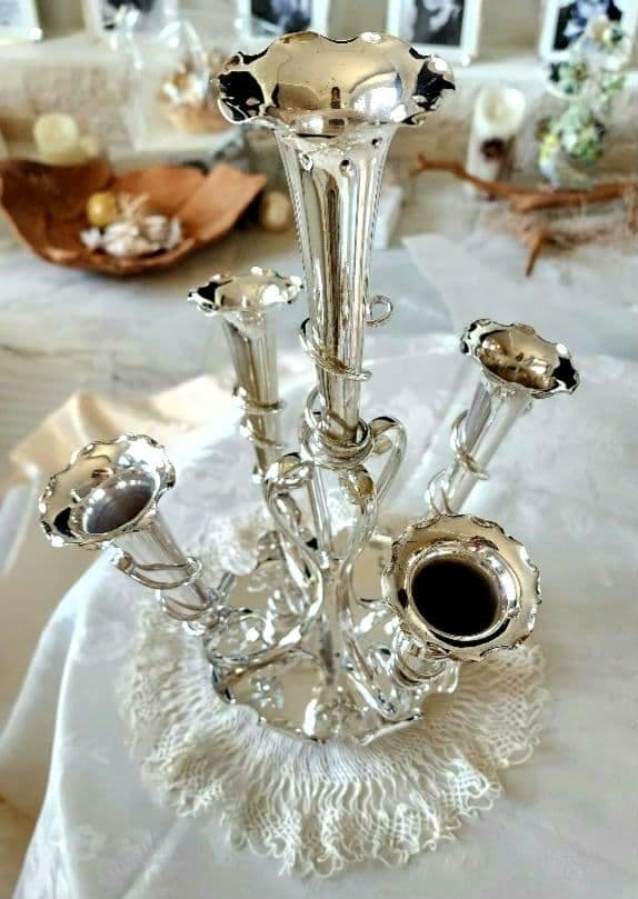 純銀P ③ イパーン センターピース フラワーベース 花器 アンティーク 英国