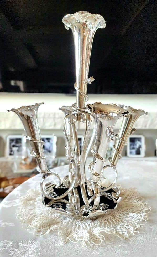 純銀P ③ イパーン センターピース フラワーベース 花器 アンティーク 英国