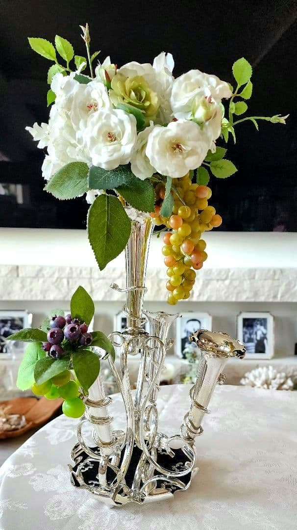 純銀P ③ イパーン センターピース フラワーベース 花器 アンティーク 英国