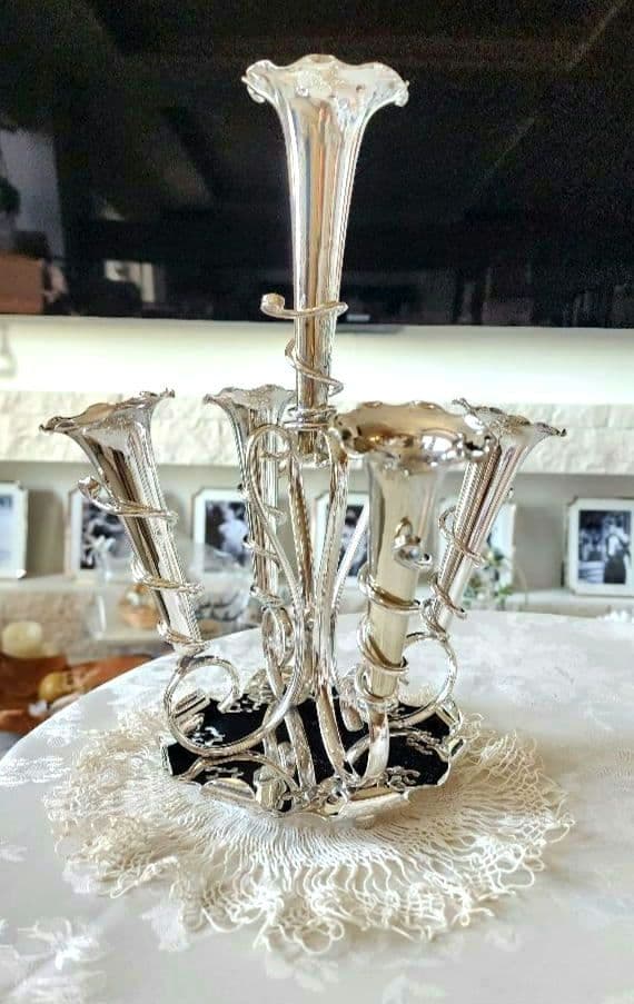 純銀P ③ イパーン センターピース フラワーベース 花器 アンティーク 英国