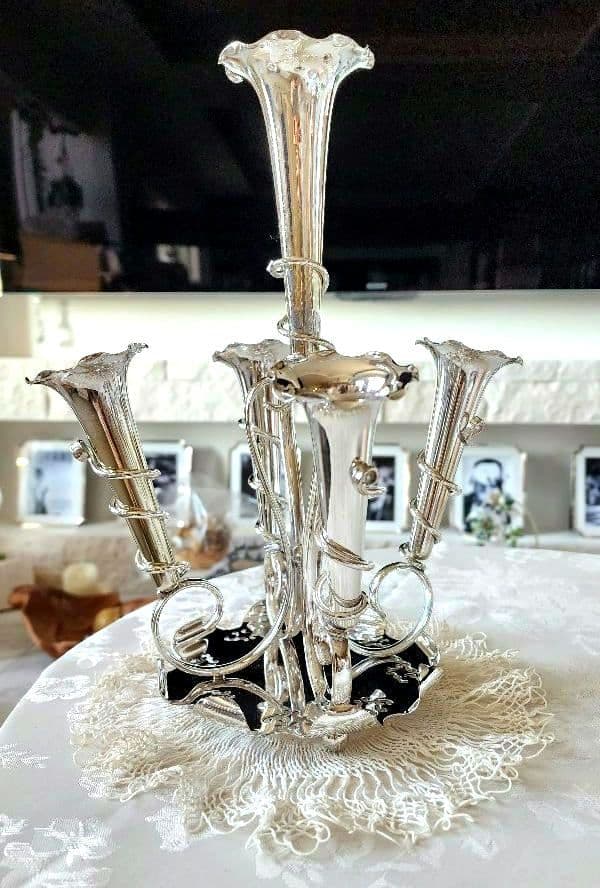 純銀P ③ イパーン センターピース フラワーベース 花器 アンティーク 英国