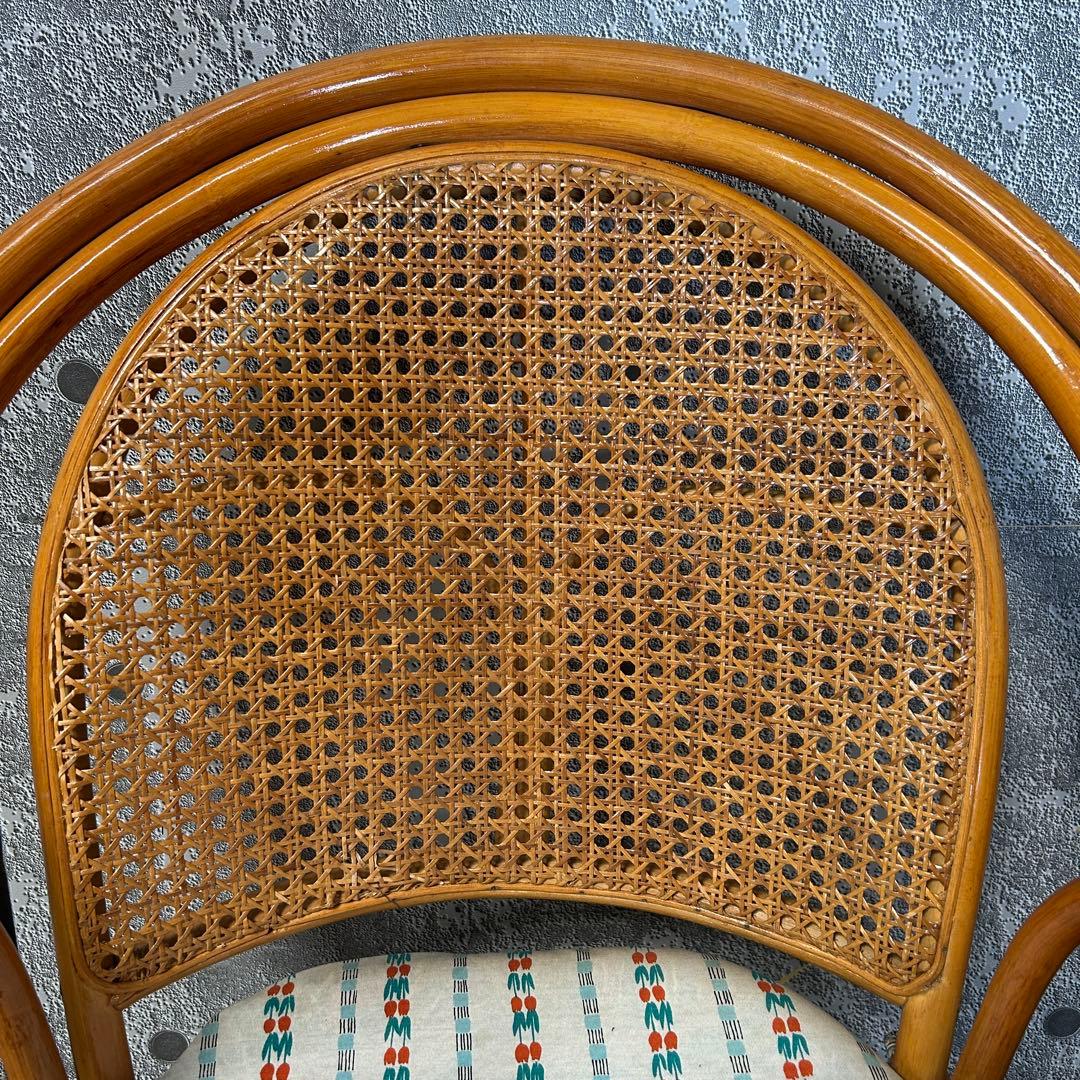 ꧁籐家具꧂回転式ラタン高座椅子&ガラステーブルセット アーム チェア クッション