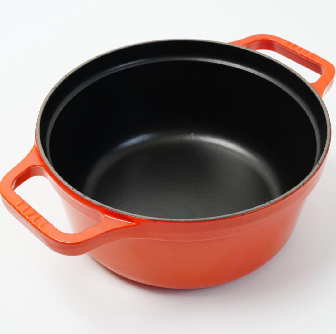 ストウブ staub ピコココット ラウンド 22cm オレンジ ビンテージ