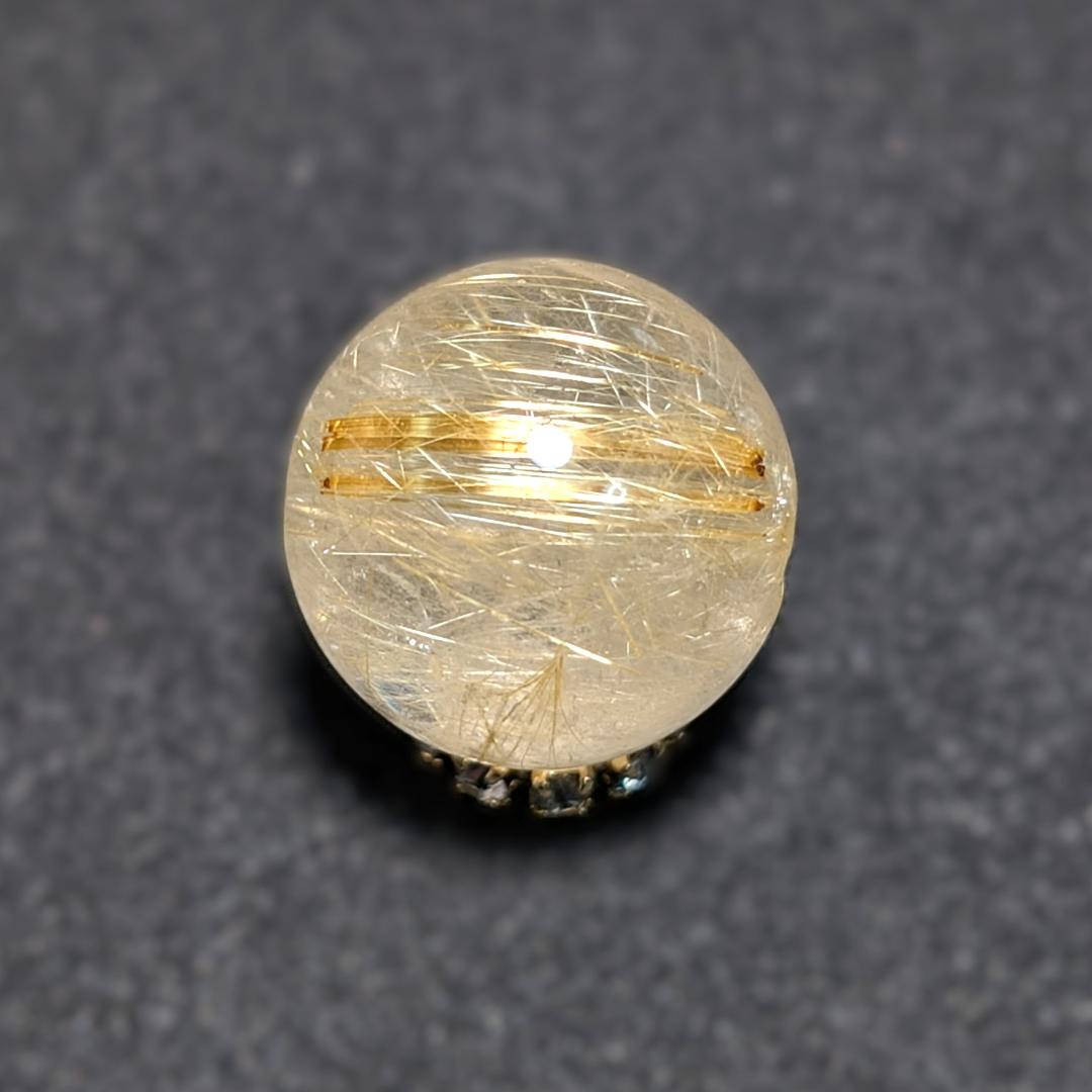 一点物 キラキラ輝く タイチンルチル 13ミリ 1粒売り 貫通穴あり お守り