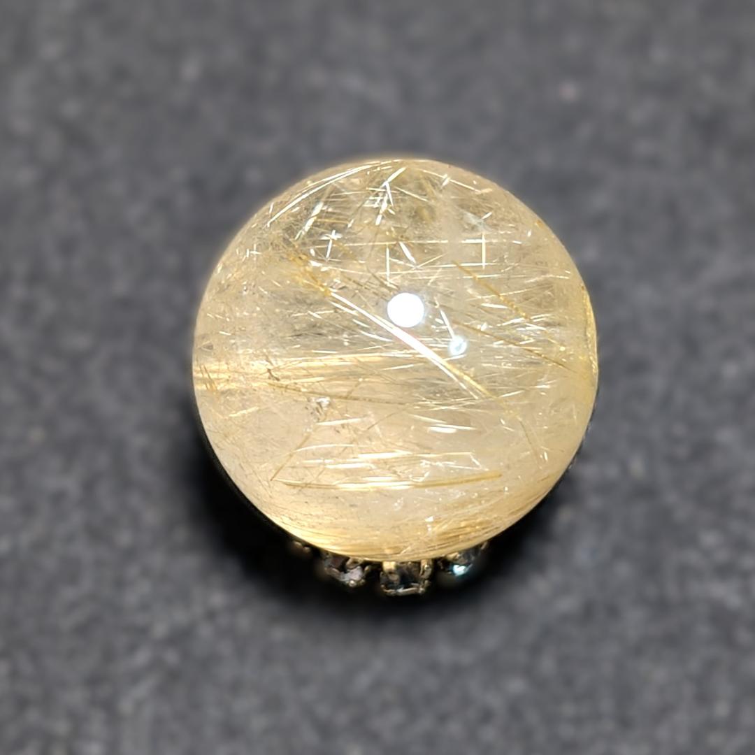 一点物 キラキラ輝く タイチンルチル 13ミリ 1粒売り 貫通穴あり お守り