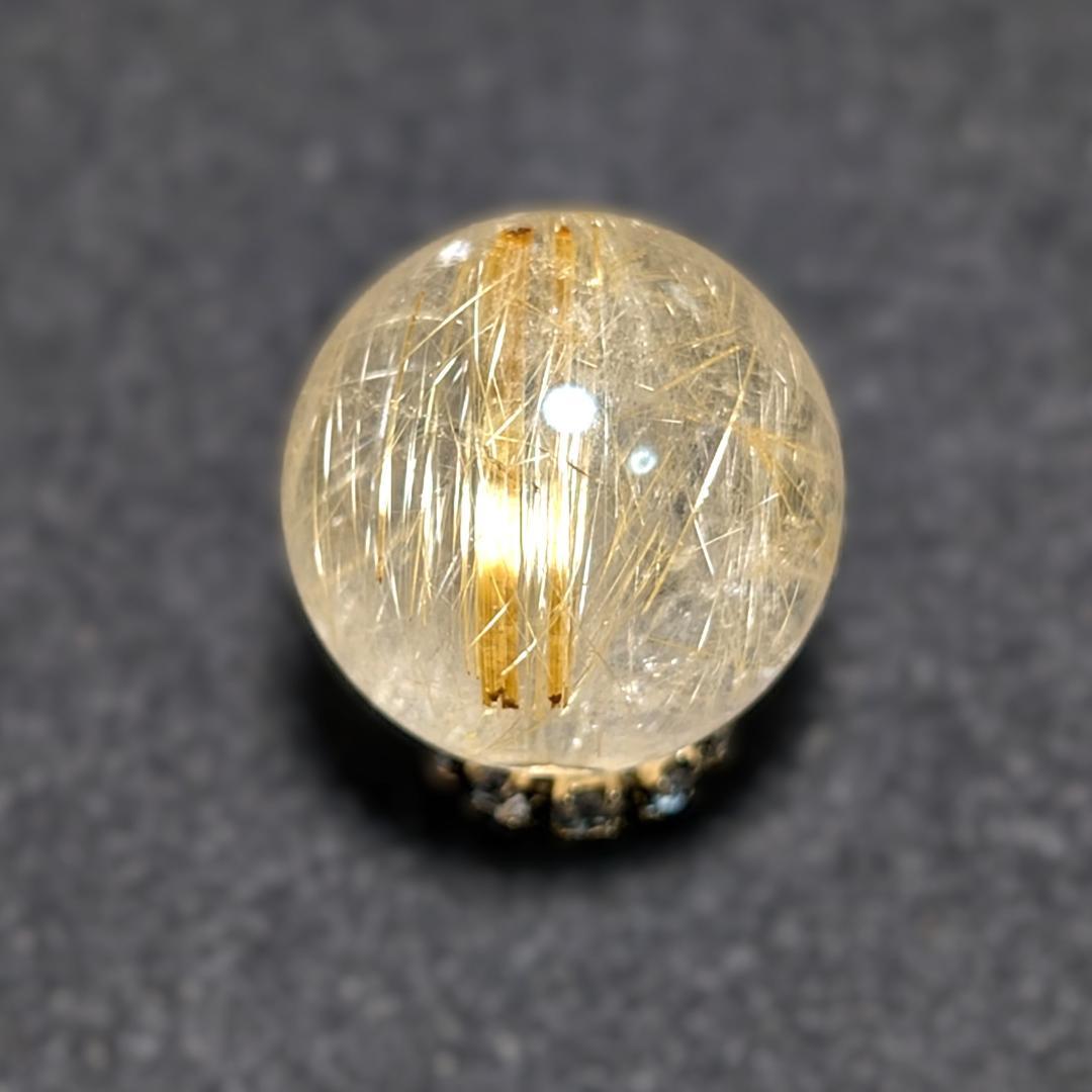 一点物 キラキラ輝く タイチンルチル 13ミリ 1粒売り 貫通穴あり お守り