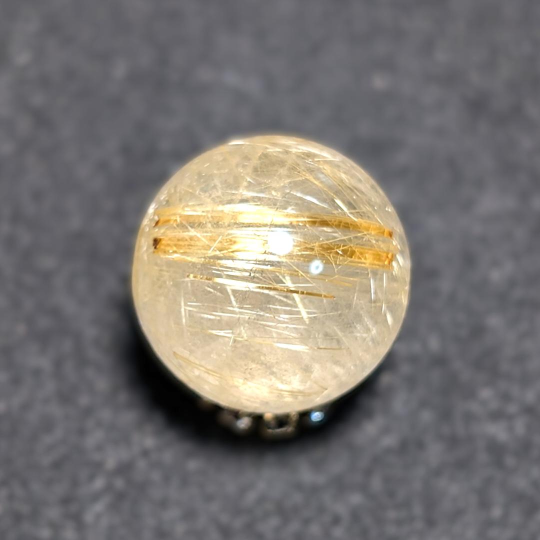 一点物 キラキラ輝く タイチンルチル 13ミリ 1粒売り 貫通穴あり お守り