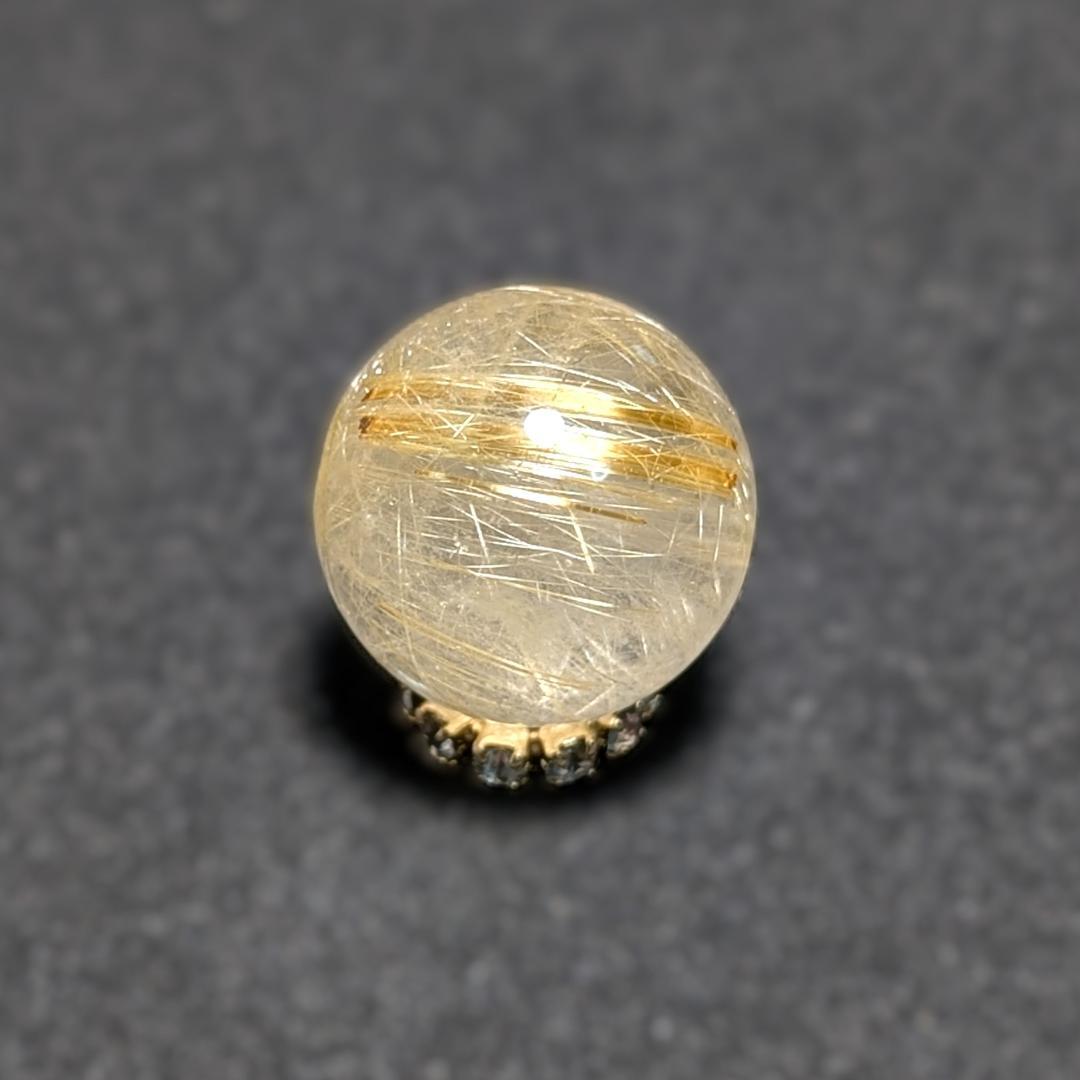 一点物 キラキラ輝く タイチンルチル 13ミリ 1粒売り 貫通穴あり お守り