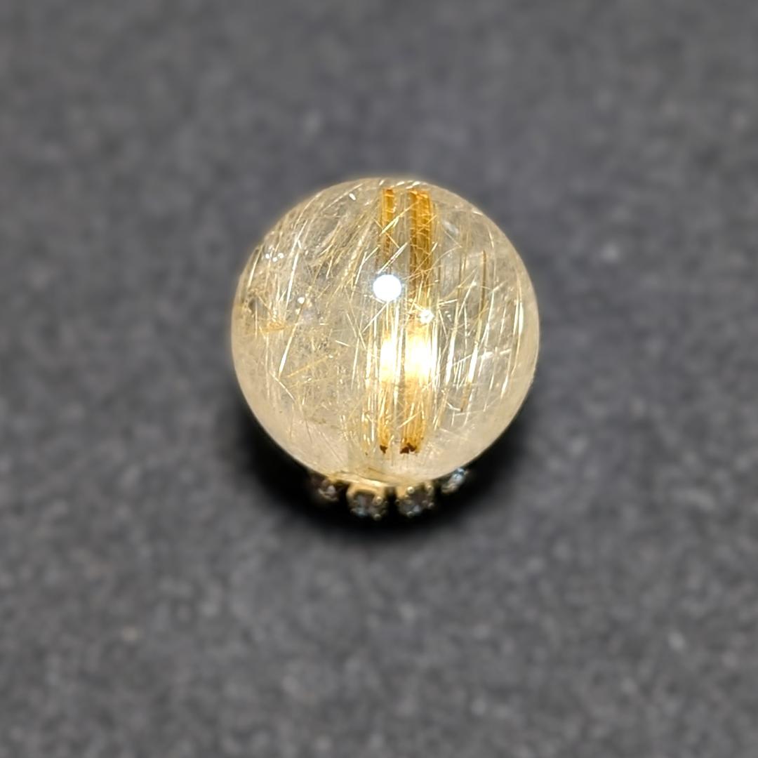 一点物 キラキラ輝く タイチンルチル 13ミリ 1粒売り 貫通穴あり お守り