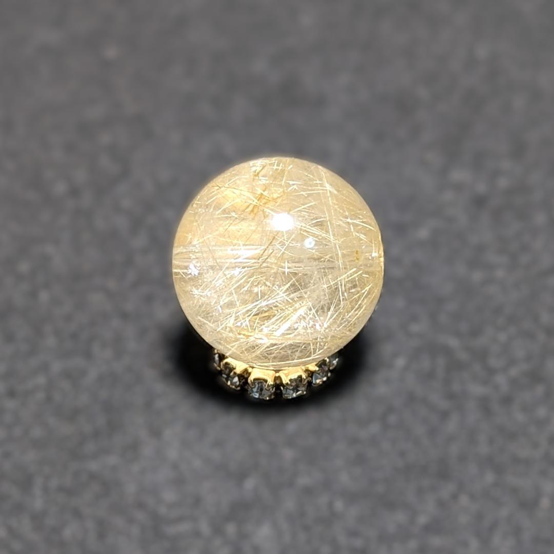 一点物 キラキラ輝く タイチンルチル 13ミリ 1粒売り 貫通穴あり お守り