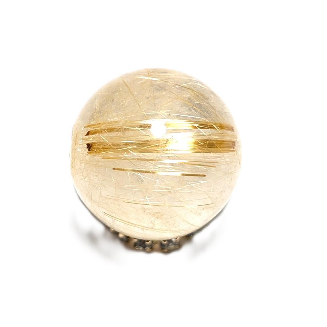 一点物 キラキラ輝く タイチンルチル 13ミリ 1粒売り 貫通穴あり お守り