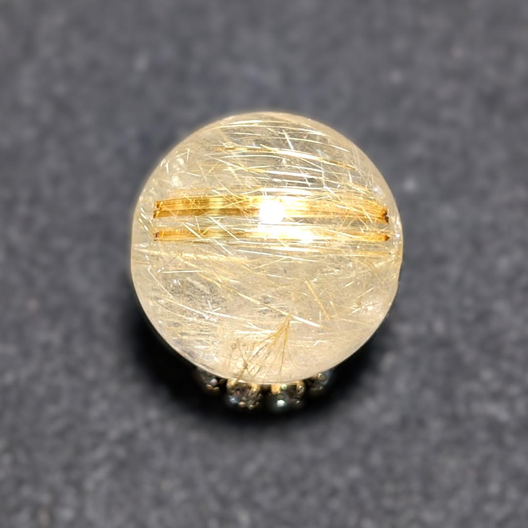 一点物 キラキラ輝く タイチンルチル 13ミリ 1粒売り 貫通穴あり お守り