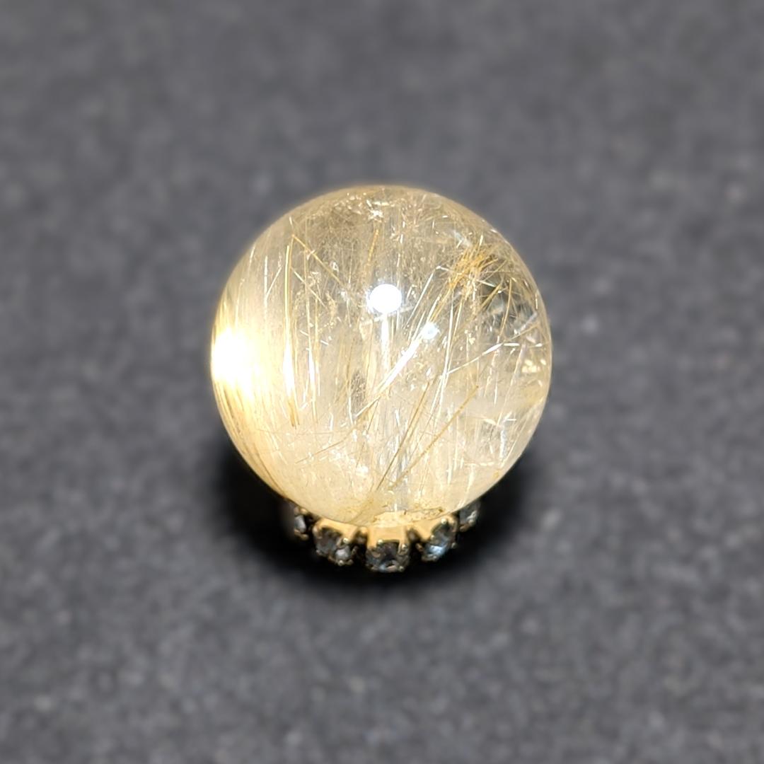 一点物 キラキラ輝く タイチンルチル 13ミリ 1粒売り 貫通穴あり お守り