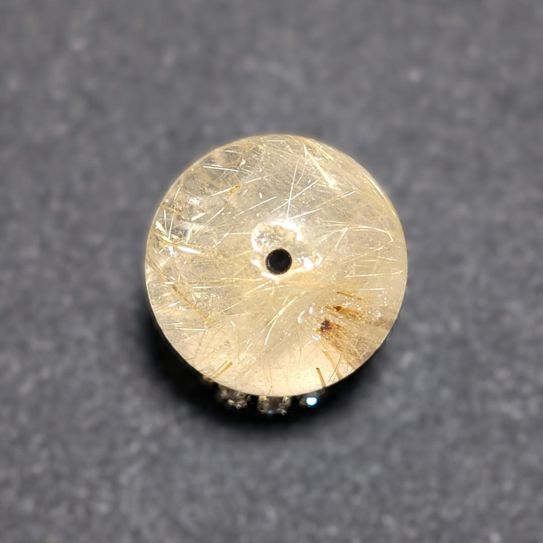 一点物 キラキラ輝く タイチンルチル 13ミリ 1粒売り 貫通穴あり お守り