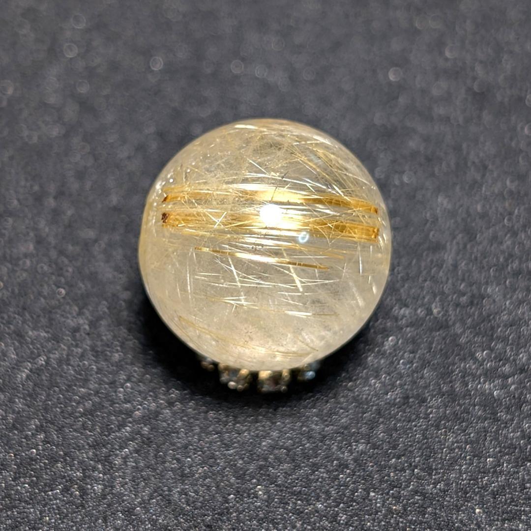 一点物 キラキラ輝く タイチンルチル 13ミリ 1粒売り 貫通穴あり お守り