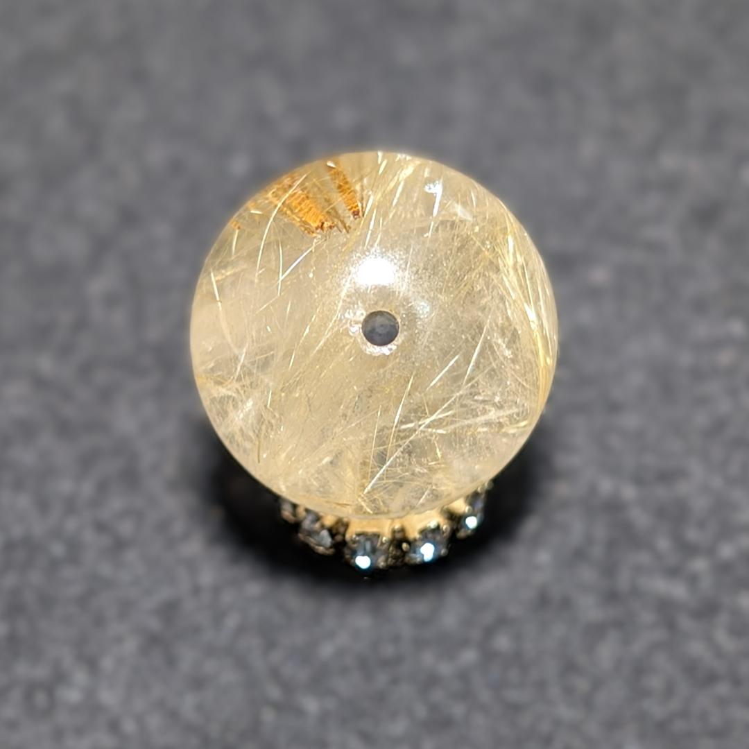 一点物 キラキラ輝く タイチンルチル 13ミリ 1粒売り 貫通穴あり お守り