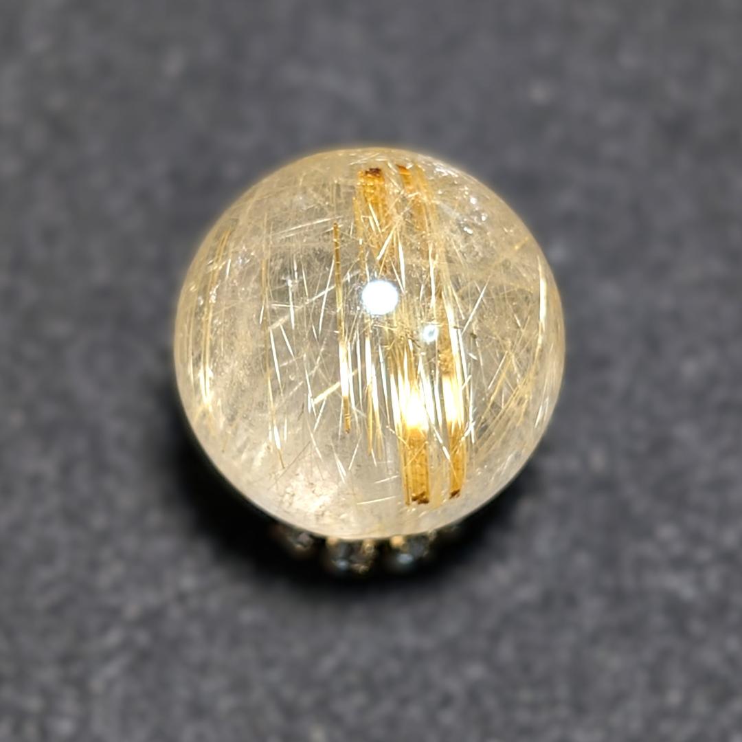 一点物 キラキラ輝く タイチンルチル 13ミリ 1粒売り 貫通穴あり お守り