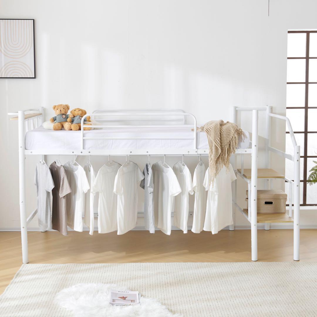 新品】耐荷重150kg パイプ床板ロフトベッド セミダブル 高さ130cm