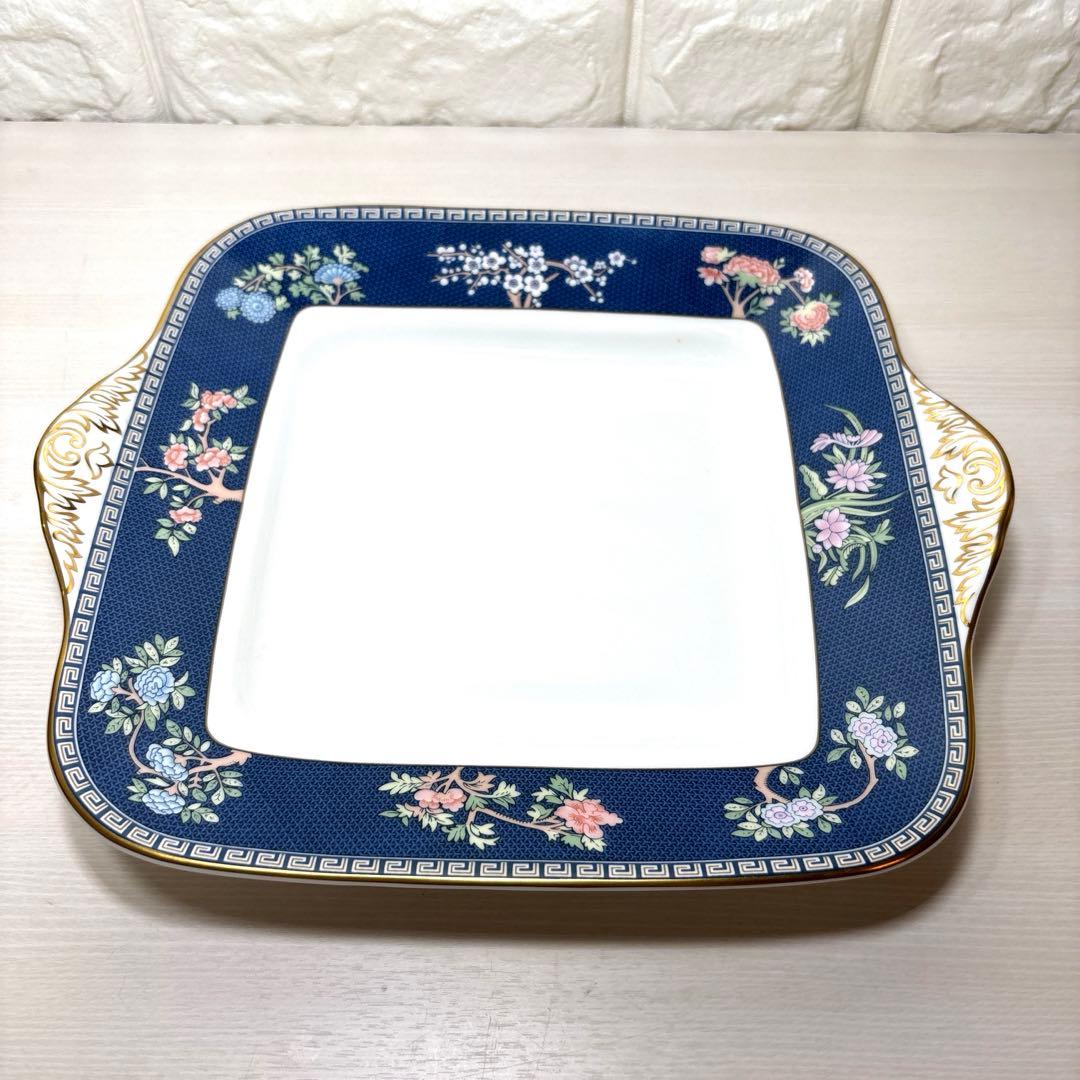 ウエッジウッド 廃盤品 ブルーサイアム B&Bプレート 角皿 金彩 希少 レア