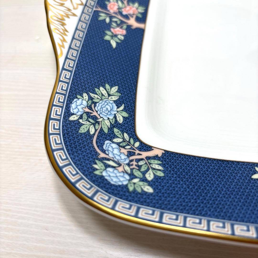 ウエッジウッド 廃盤品 ブルーサイアム B&Bプレート 角皿 金彩 希少 レア