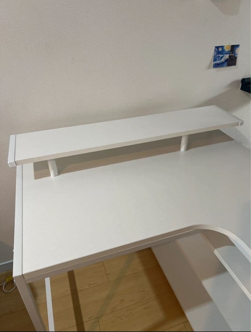 ホワイト L字型デスク 3段棚付き ※直接お渡し値引きあり