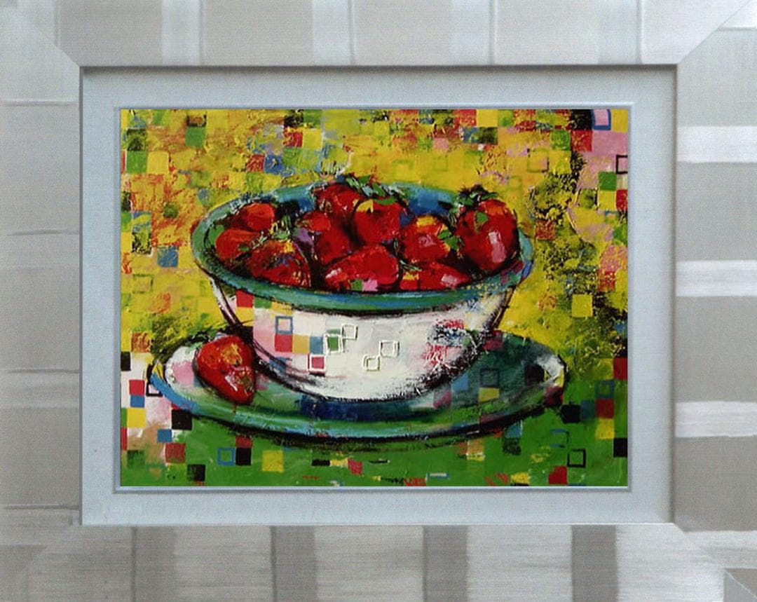 油絵 菅家令子 絵 絵画インテリア額付(黒) uF6-061003 静物フルーツ