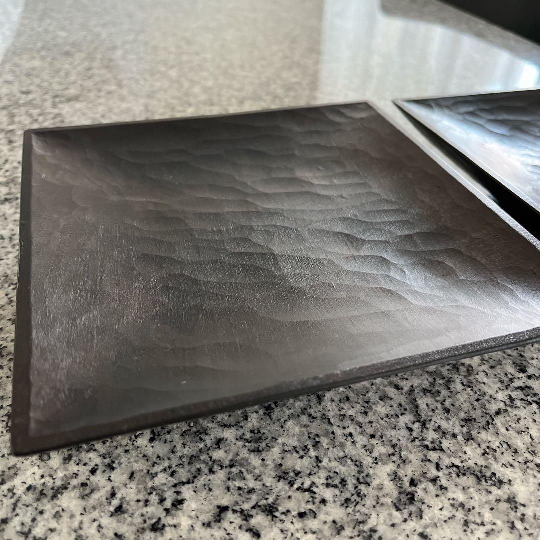 三谷龍二　黒拭き漆　角皿　 2枚セット