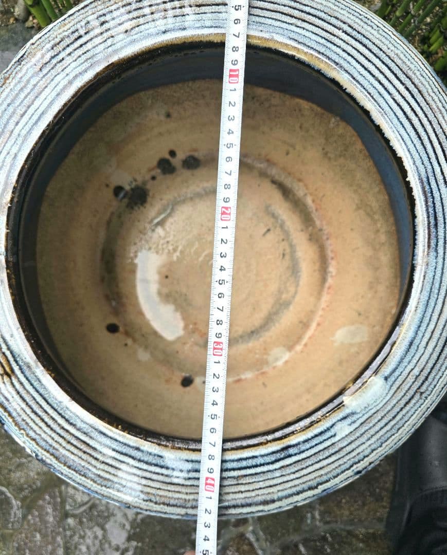 【彩】睡蓮鉢 火鉢 メダカ 金魚鉢 陶器 大型 昭和レトロ アンティーク 古民具