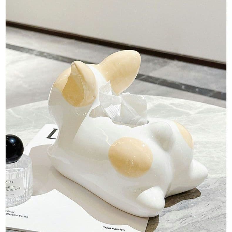 コーギーの陶器ティッシュボックス