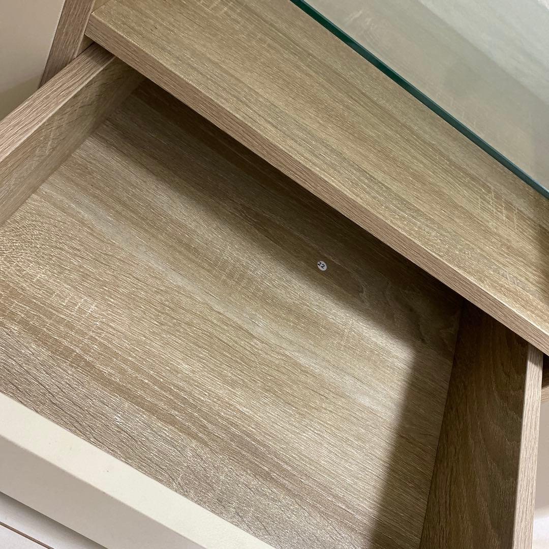 取りにきてくださる方限定 収納付きガラス天板センターテーブル