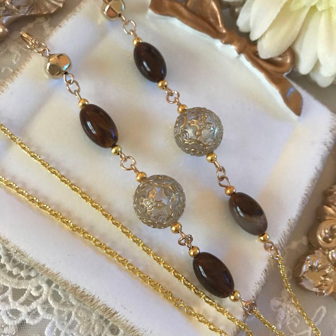 ♪534❤️ アンティーク　ビーズ　マスクチェーン　メガネチェーン　ハンドメイド