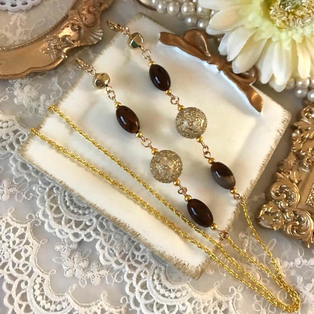 ♪534❤️ アンティーク　ビーズ　マスクチェーン　メガネチェーン　ハンドメイド