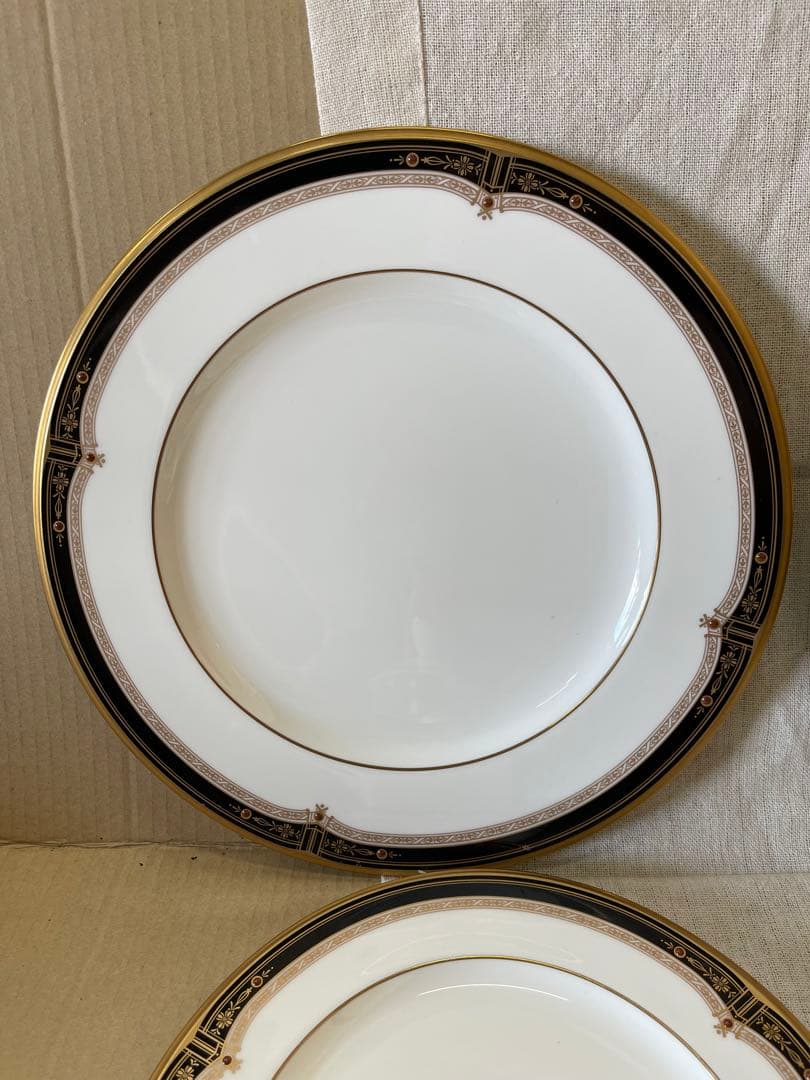 088 オールドノリタケ　瑠璃片葉金蝕　皿5 シュガーボウル1 カップ1 金彩