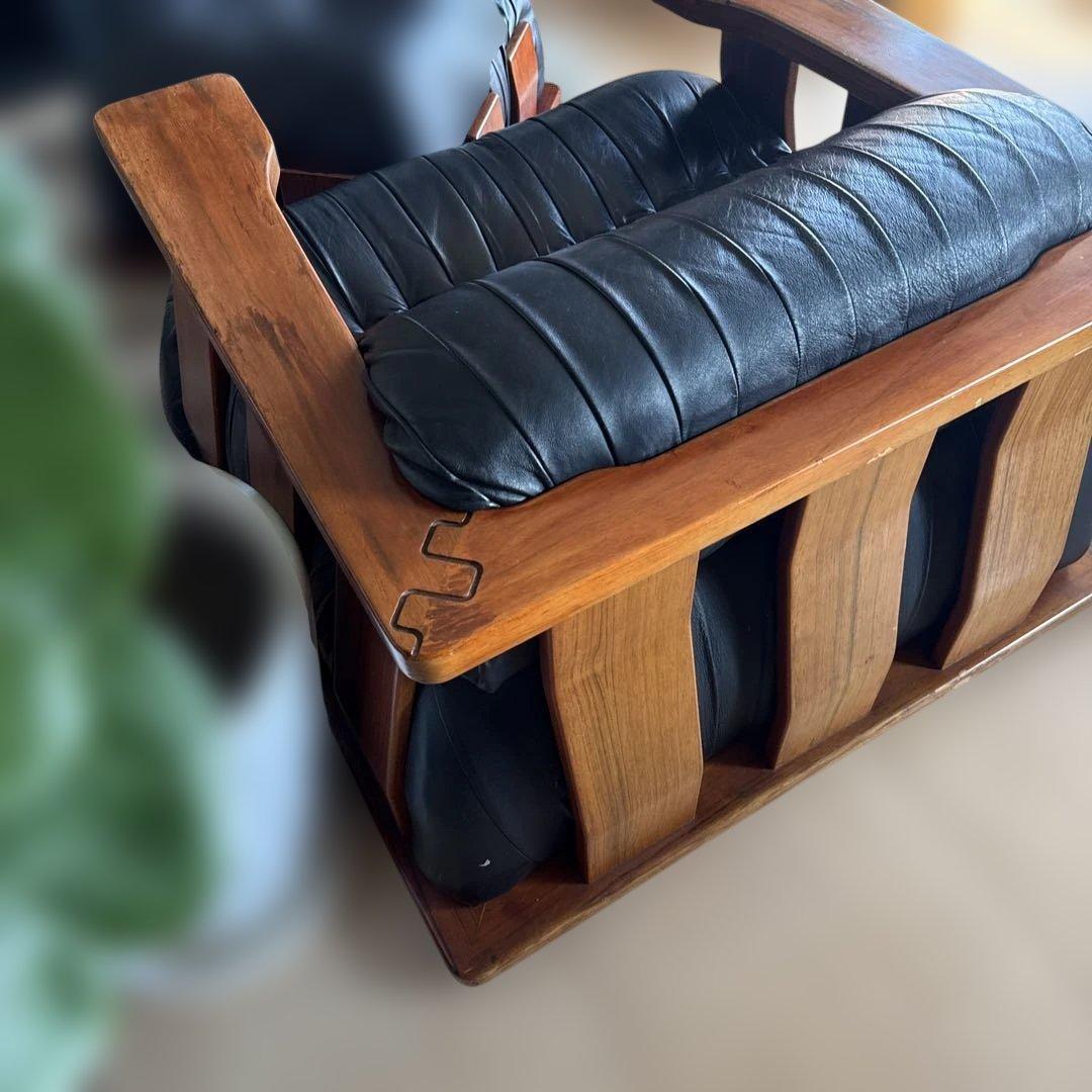 レア　Luciano Frigerio イタリア　黒レザー 1人掛けソファ