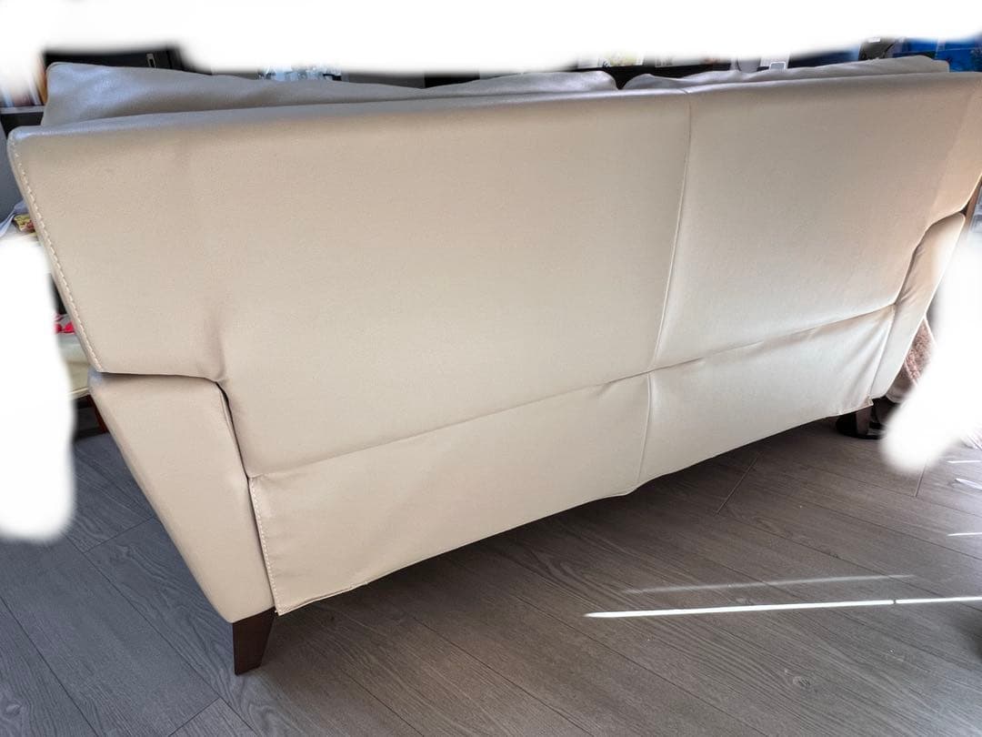 ライトベージュ レザー 2人掛けソファ