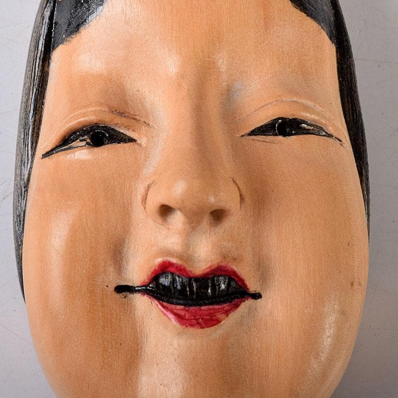 時代提げ物　木彫　面根付　能面　お面　若女　C　7750