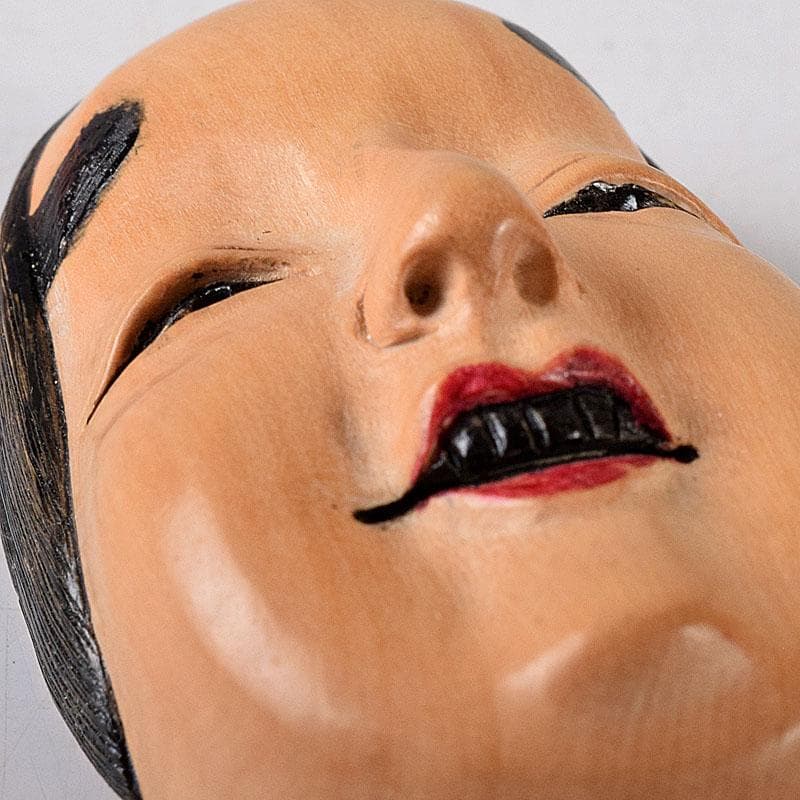 時代提げ物　木彫　面根付　能面　お面　若女　C　7750