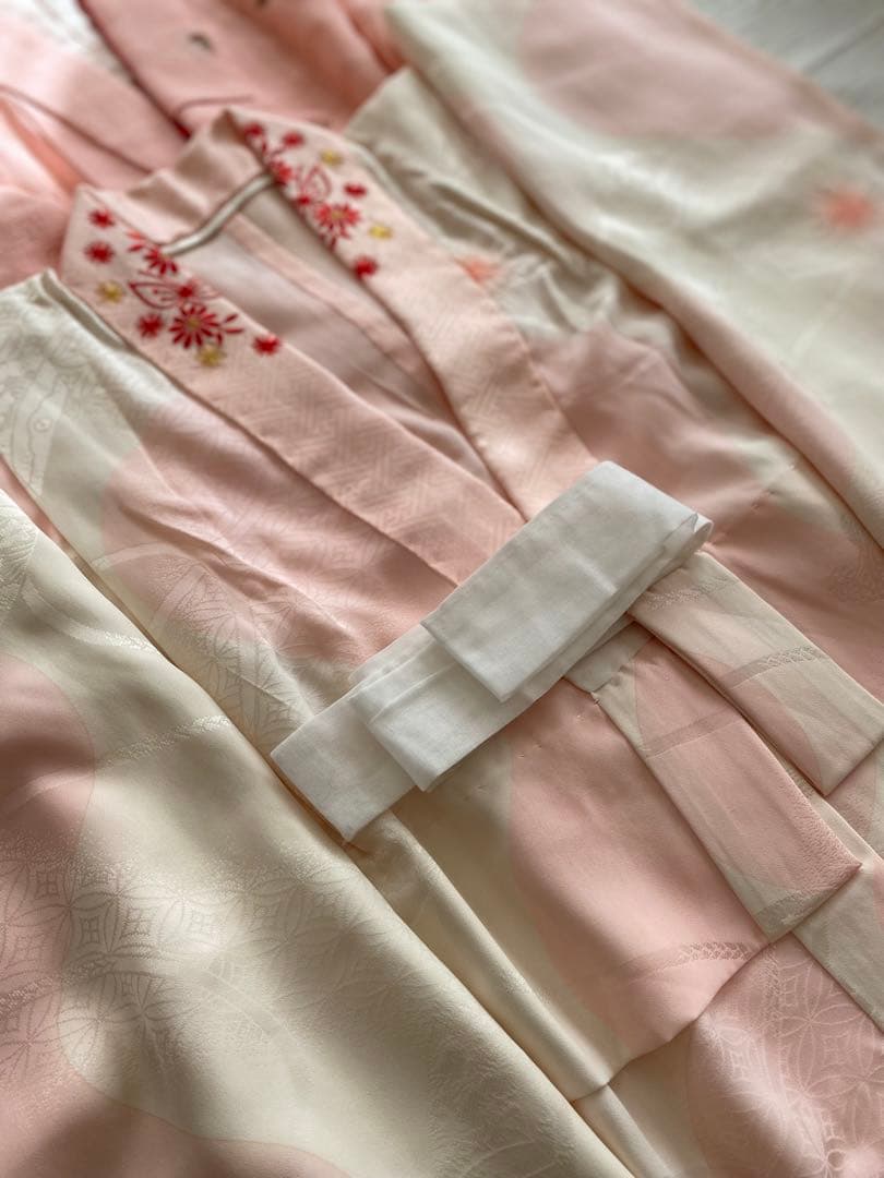 7歳七五三お着物　正絹　縮緬地　長襦袢