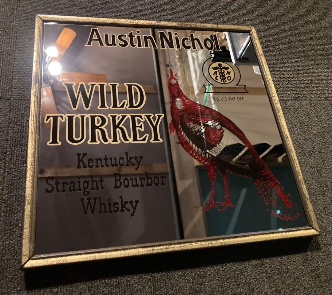 ワイルドターキー ヴィンテージ パブミラー 看板 壁掛け レトロ アメリカン雑貨