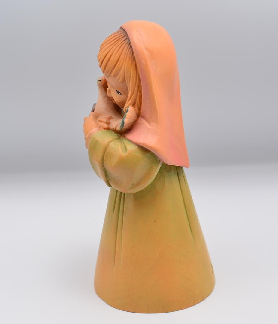 鳩を抱く少女　アンリ　ANRI　木彫り人形　イタリア　高さ15ｃｍ