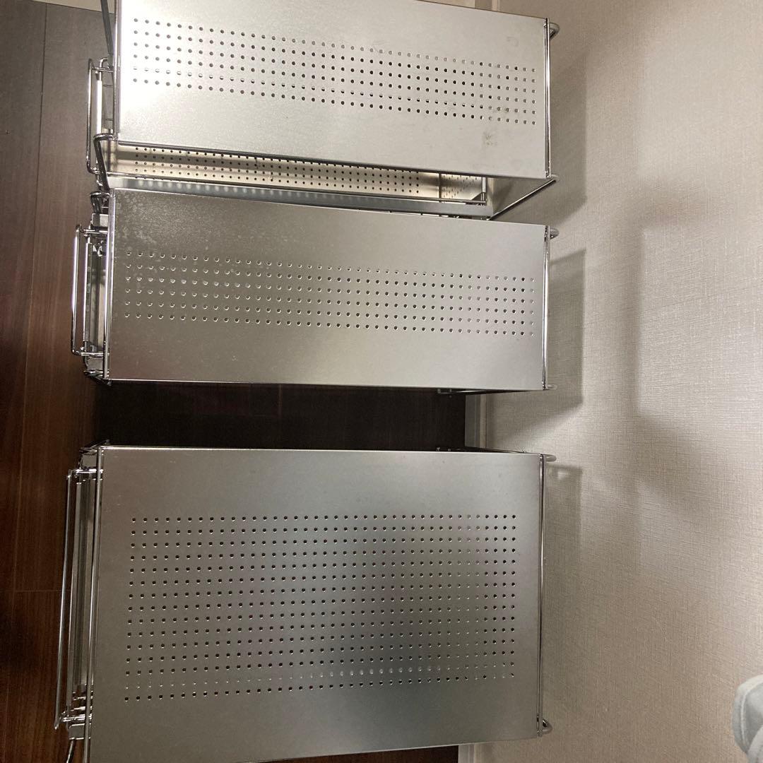 ヨシカワ 日本製 シンク下スライド収納 ステンレス　3点セット