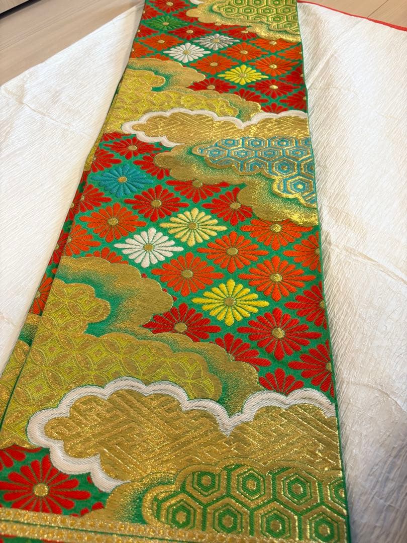 七五三 7歳祝い着セット 正絹 オレンジ 蝶 ヴィンテージ M2509081