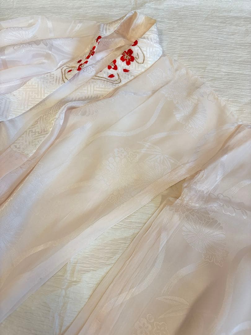 七五三 7歳祝い着セット 正絹 オレンジ 蝶 ヴィンテージ M2509081